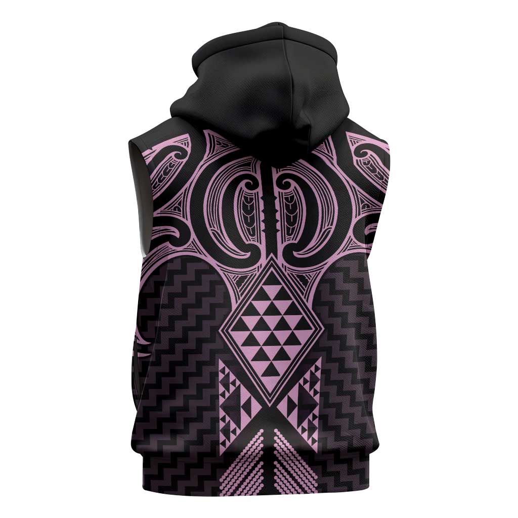 Mawhero Maori Ta Moko Poutama Art Sleeveless Zip Hoodie - Polynesian Pride