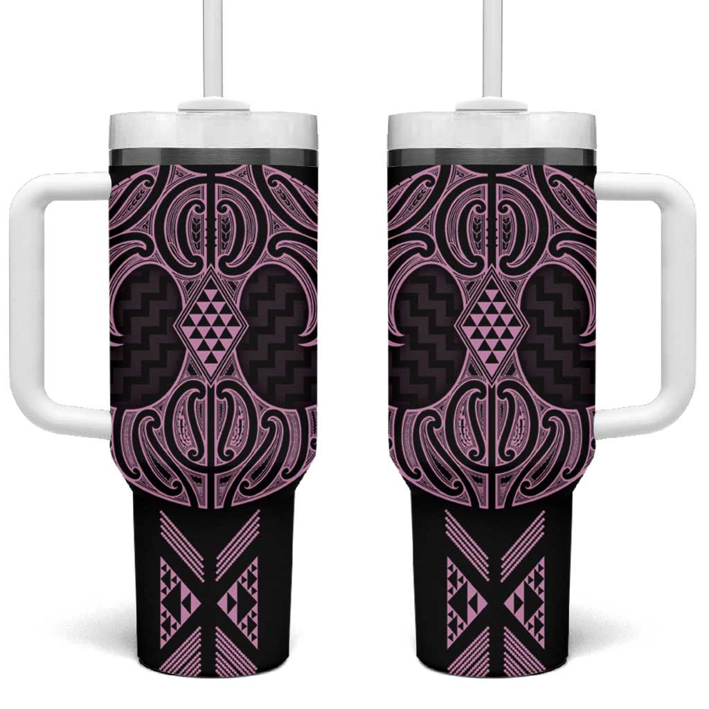 Mawhero Maori Ta Moko Poutama Art Tumbler With Handle