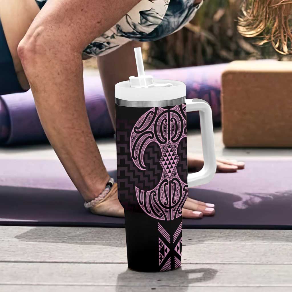 Mawhero Maori Ta Moko Poutama Art Tumbler With Handle