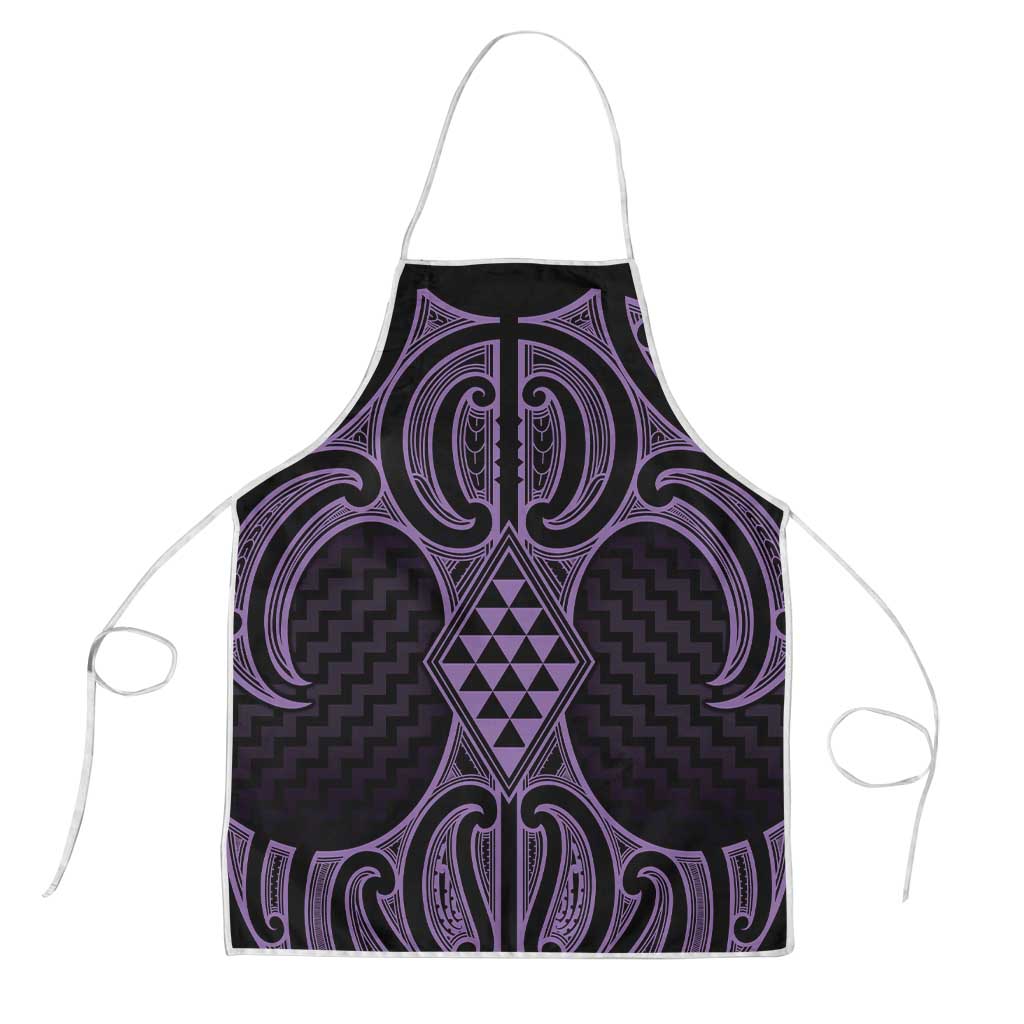 Waiporoporo Maori Ta Moko Poutama Art Apron LT9 Purple - Polynesian Pride