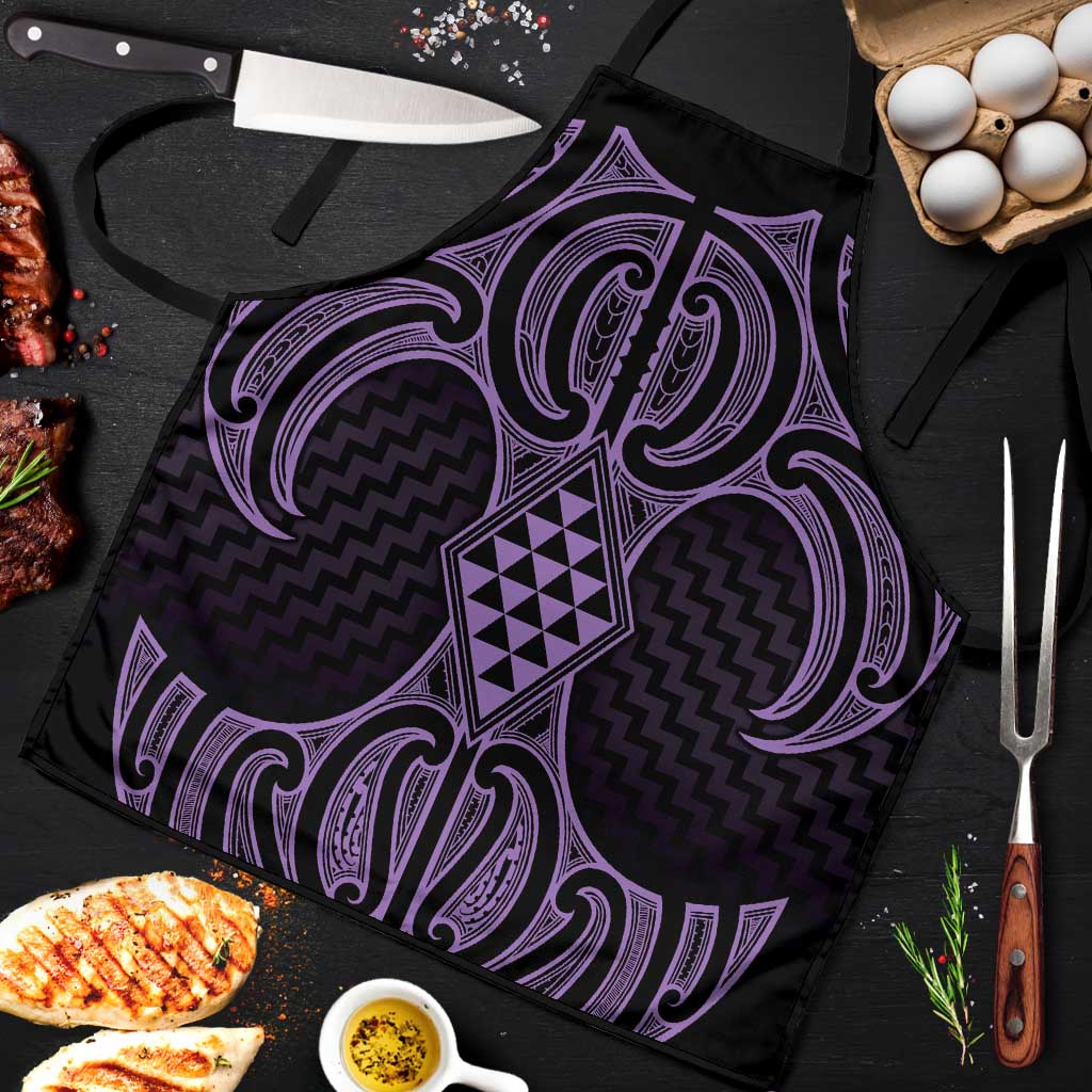 Waiporoporo Maori Ta Moko Poutama Art Apron LT9 Purple - Polynesian Pride