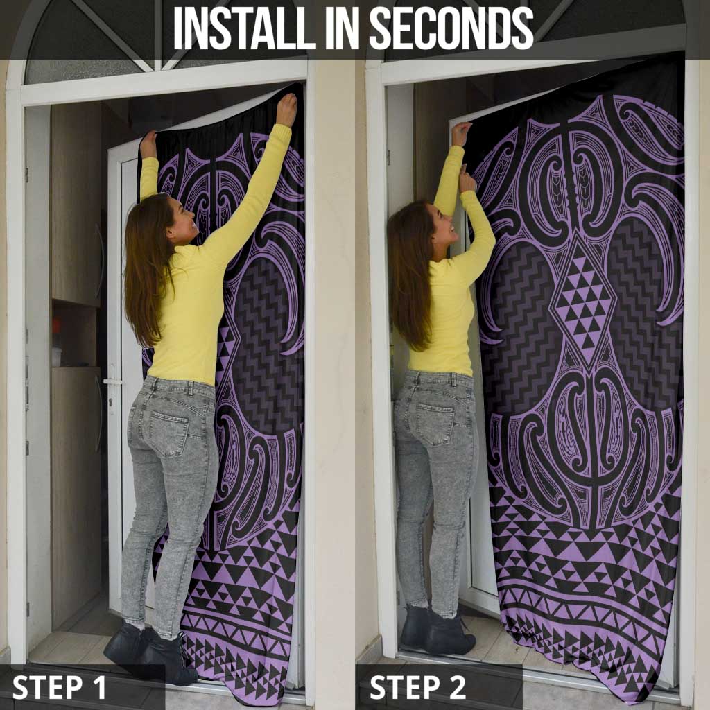 Waiporoporo Maori Ta Moko Poutama Art Door Cover - Polynesian Pride