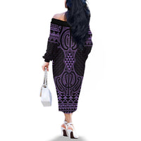 Waiporoporo Maori Ta Moko Poutama Art Family Matching Off The Shoulder Long Sleeve Dress and Hawaiian Shirt LT9 - Polynesian Pride
