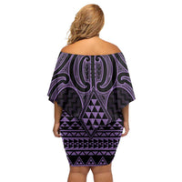 Waiporoporo Maori Ta Moko Poutama Art Family Matching Off Shoulder Short Dress and Hawaiian Shirt LT9 - Polynesian Pride