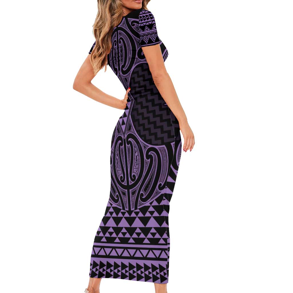 Waiporoporo Maori Ta Moko Poutama Art Family Matching Short Sleeve Bodycon Dress and Hawaiian Shirt LT9 - Polynesian Pride