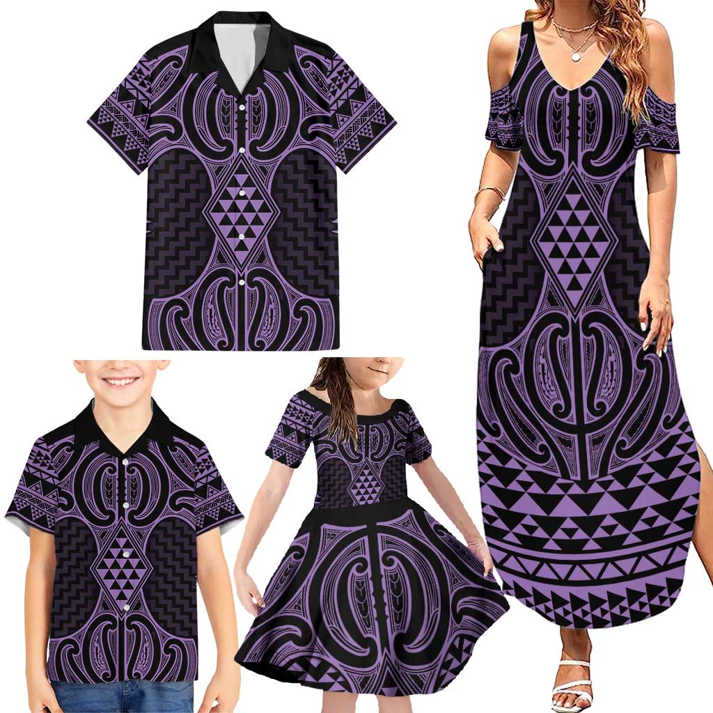 Waiporoporo Maori Ta Moko Poutama Art Family Matching Summer Maxi Dress and Hawaiian Shirt LT9 - Polynesian Pride