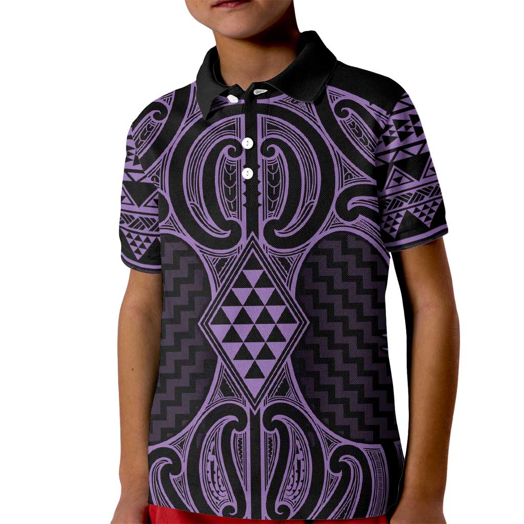 Waiporoporo Maori Ta Moko Poutama Art Kid Polo Shirt