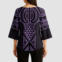 Waiporoporo Maori Ta Moko Poutama Art Kimono Sleeve Blouse - Polynesian Pride