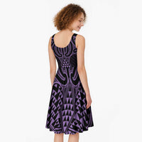 Waiporoporo Maori Ta Moko Poutama Art Midi Dress LT9 - Polynesian Pride