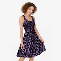 Waiporoporo Maori Ta Moko Poutama Art Midi Dress LT9 - Polynesian Pride