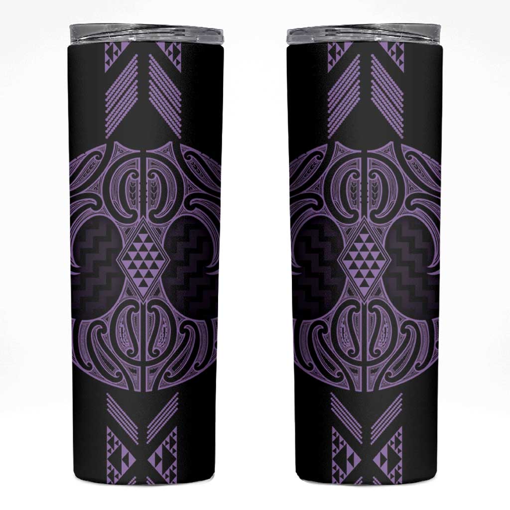Waiporoporo Maori Ta Moko Poutama Art Skinny Tumbler LT9 Purple - Polynesian Pride
