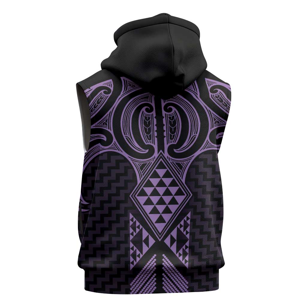 Waiporoporo Maori Ta Moko Poutama Art Sleeveless Hoodie - Polynesian Pride