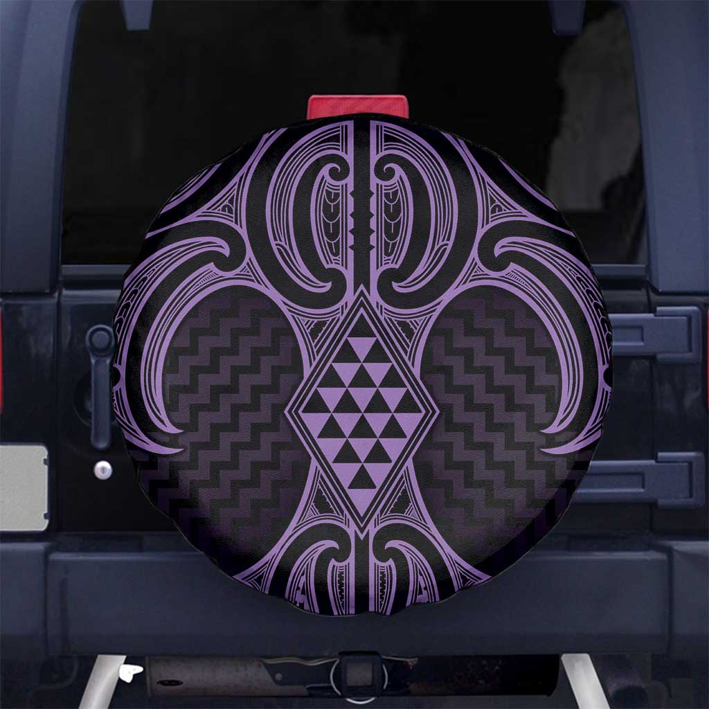 Waiporoporo Maori Ta Moko Poutama Art Spare Tire Cover LT9 No hole Purple - Polynesian Pride