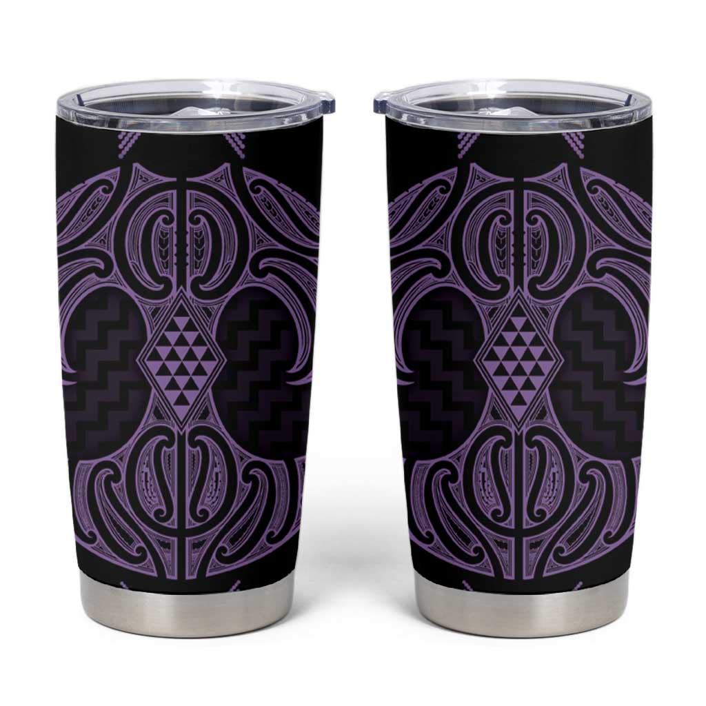 Waiporoporo Maori Ta Moko Poutama Art Tumbler Cup LT9 Purple - Polynesian Pride