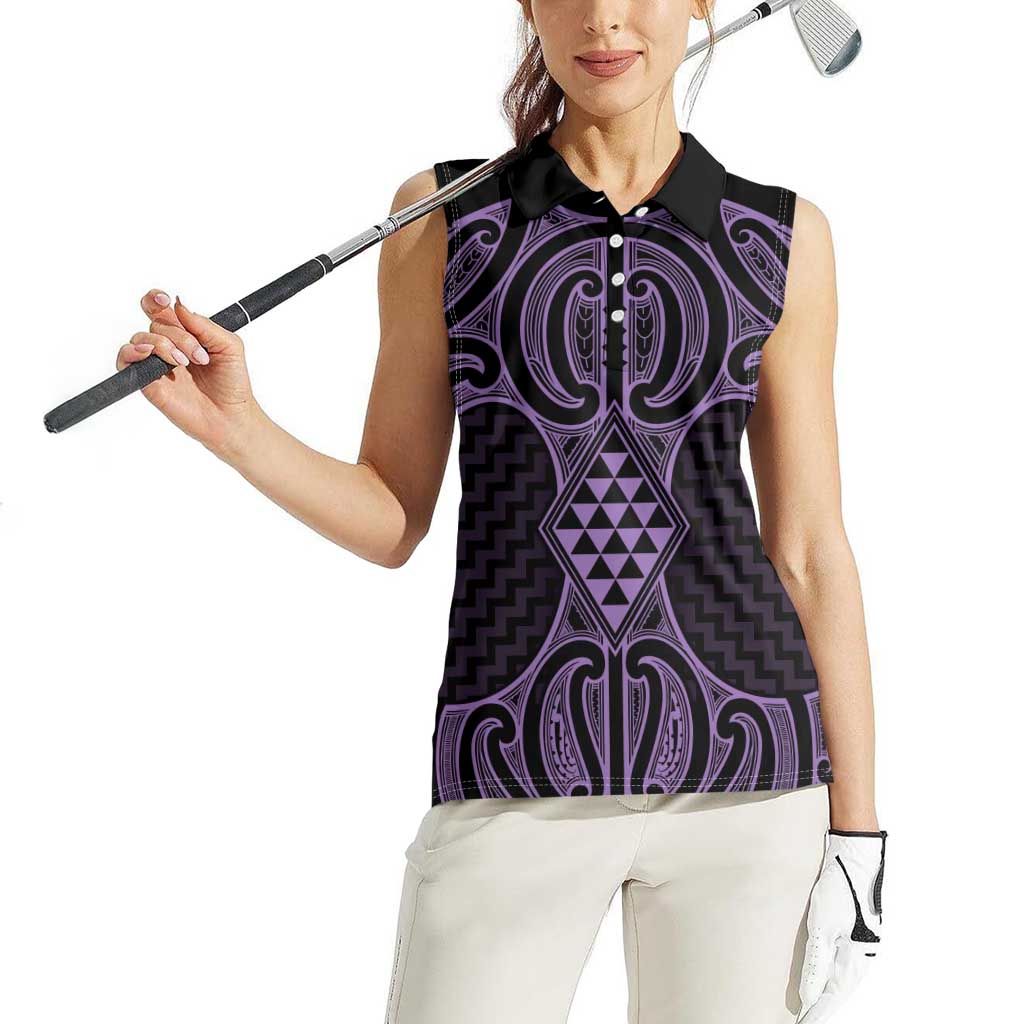 Waiporoporo Maori Ta Moko Poutama Art Women Sleeveless Polo Shirt