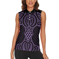 Waiporoporo Maori Ta Moko Poutama Art Women Sleeveless Polo Shirt