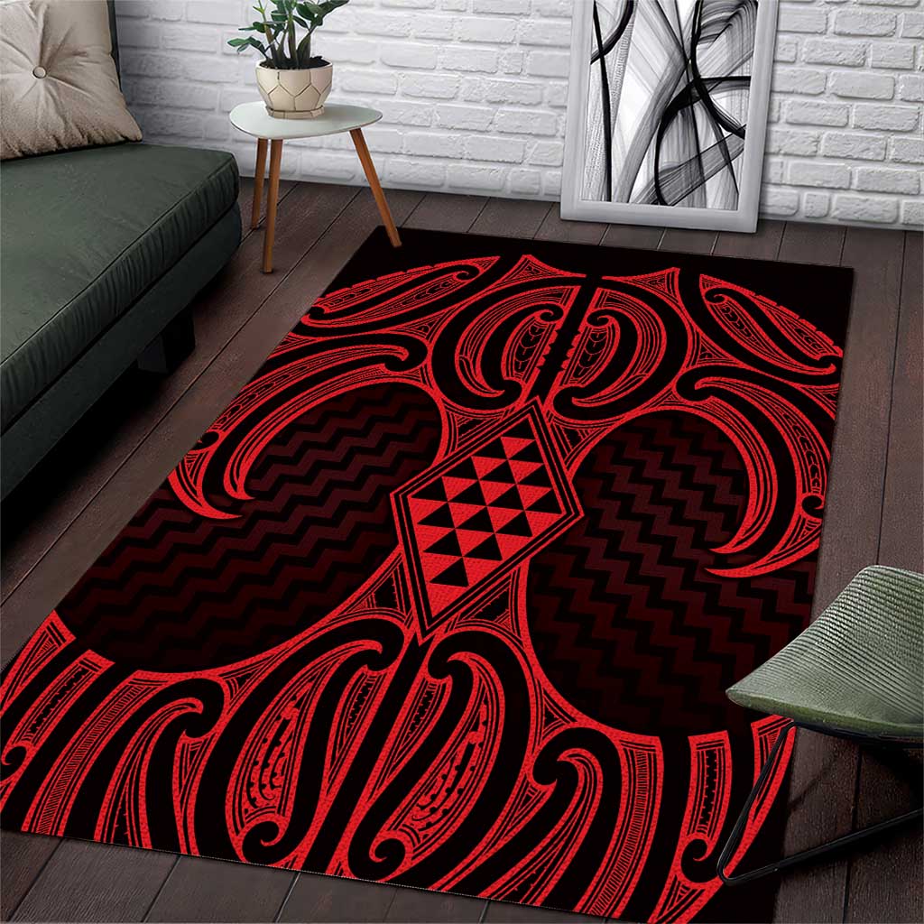 Whero Maori Ta Moko Poutama Art Area Rug LT9 Red - Polynesian Pride