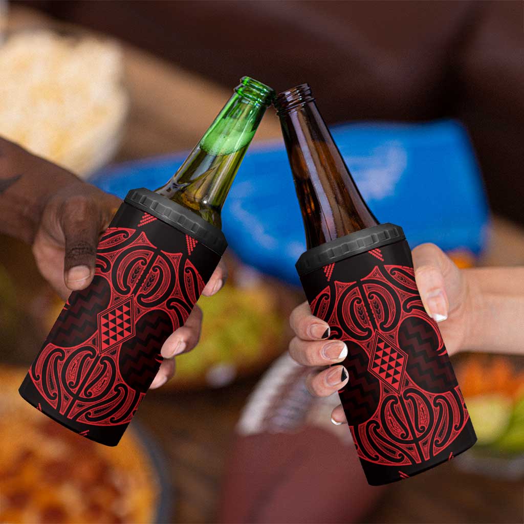 Whero Maori Ta Moko Poutama Art 4 in 1 Can Cooler Tumbler