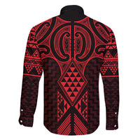 Whero Maori Ta Moko Poutama Art Family Matching Off The Shoulder Long Sleeve Dress and Hawaiian Shirt LT9 - Polynesian Pride