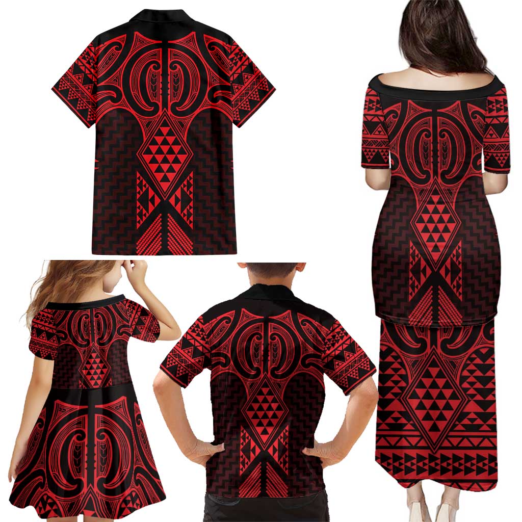 Whero Maori Ta Moko Poutama Art Family Matching Puletasi and Hawaiian Shirt LT9 - Polynesian Pride