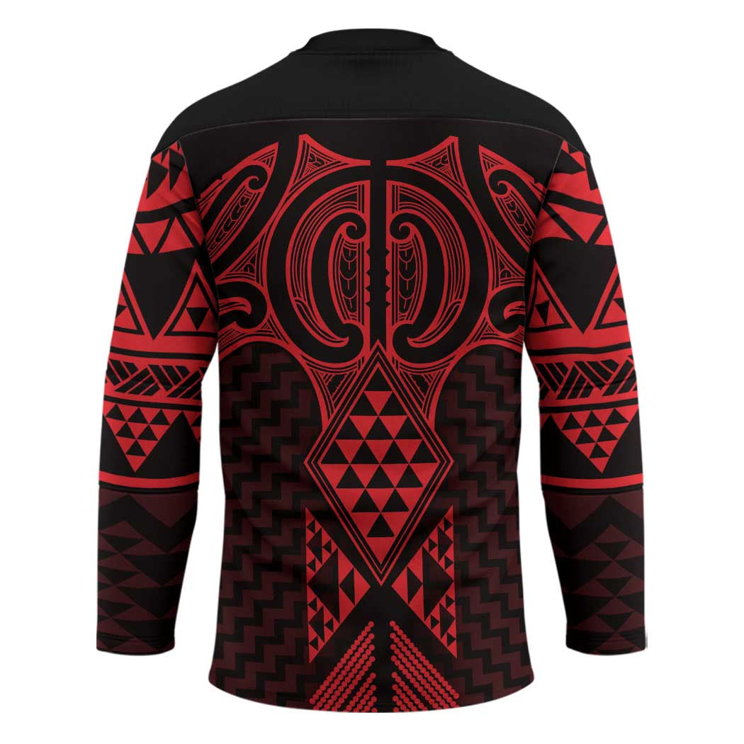 Whero Maori Ta Moko Poutama Art Hockey Jersey - Polynesian Pride