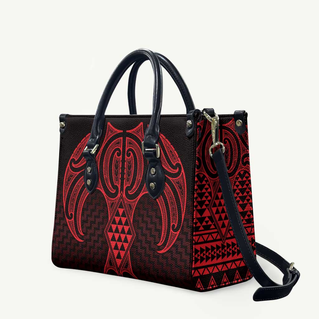 Whero Maori Ta Moko Poutama Art Leather Bag - Polynesian Pride