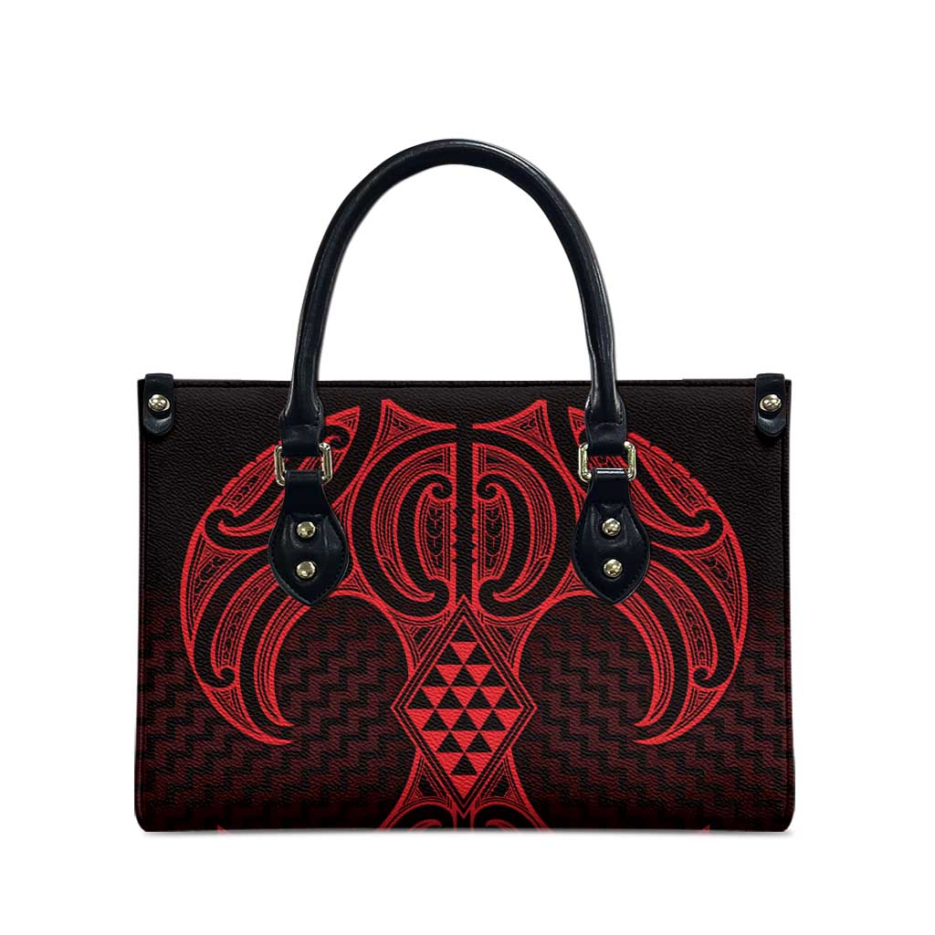 Whero Maori Ta Moko Poutama Art Leather Bag - Polynesian Pride