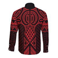 Whero Maori Ta Moko Poutama Art Long Sleeve Button Shirt