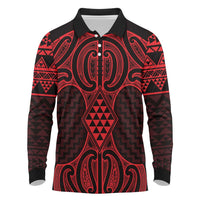 Whero Maori Ta Moko Poutama Art Long Sleeve Polo Shirt