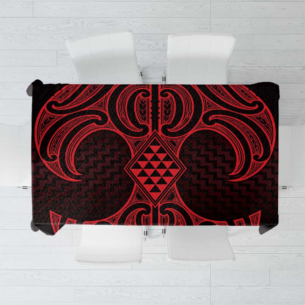 Whero Maori Ta Moko Poutama Art Tablecloth LT9 Red - Polynesian Pride