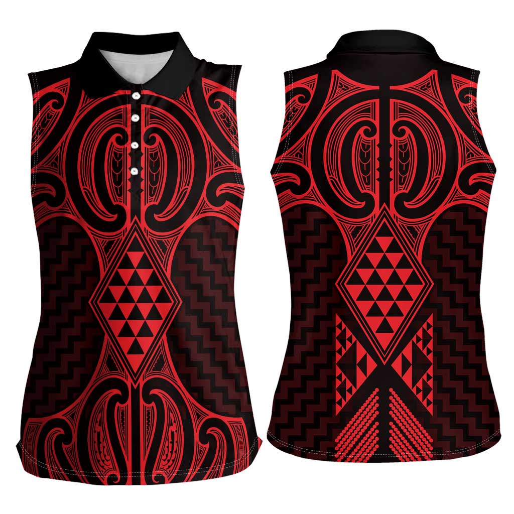 Whero Maori Ta Moko Poutama Art Women Sleeveless Polo Shirt
