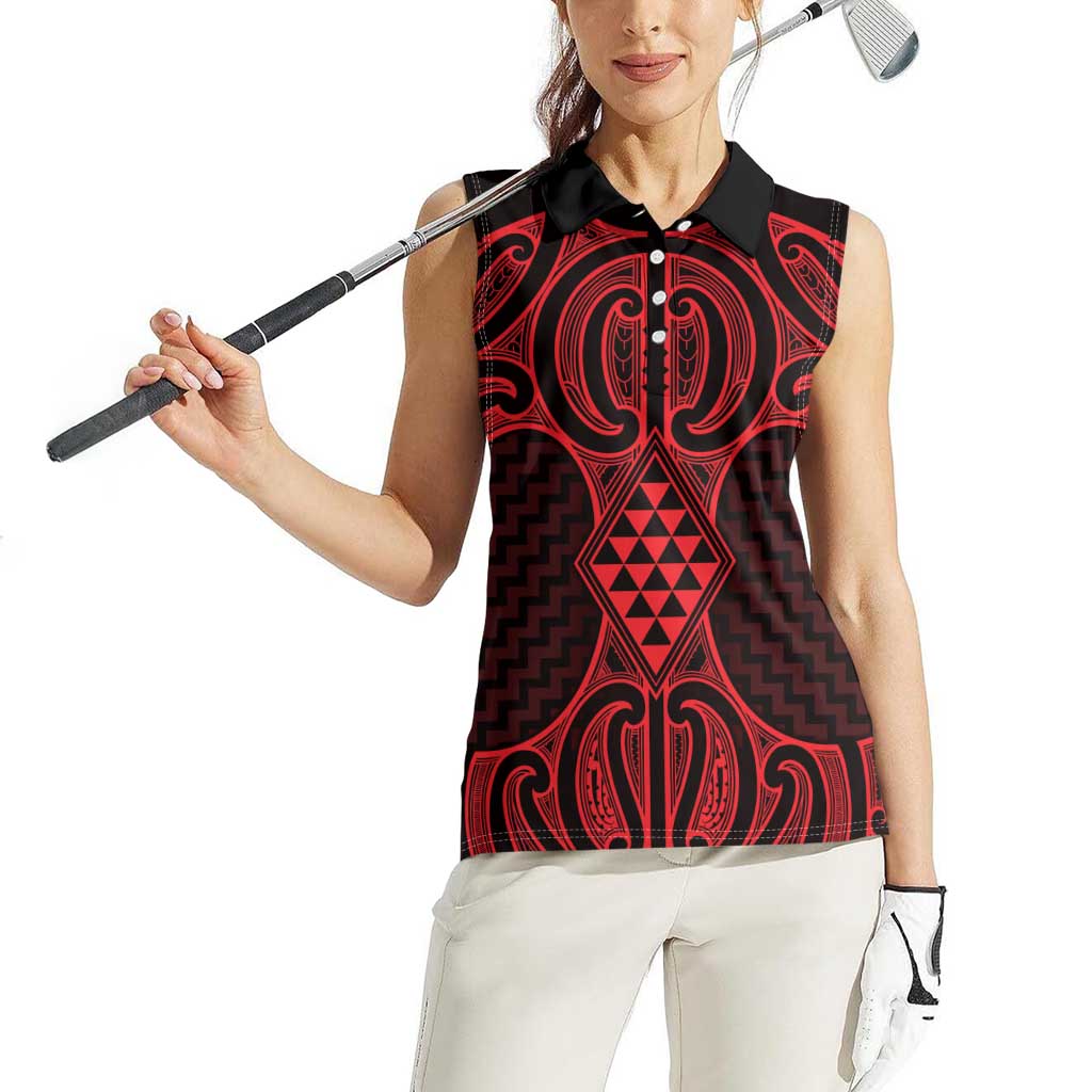 Whero Maori Ta Moko Poutama Art Women Sleeveless Polo Shirt