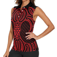 Whero Maori Ta Moko Poutama Art Women Sleeveless Polo Shirt