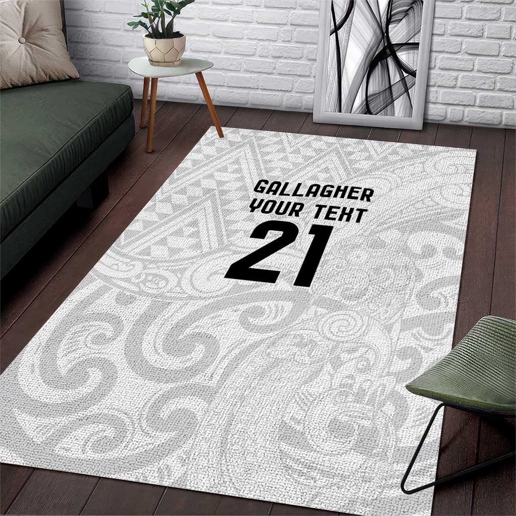 New Zealand Rangatira Custom Area Rug All White Niho Taniwha Maori Tribal LT9 White - Polynesian Pride