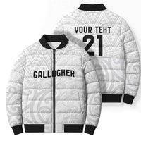 New Zealand Rangatira Custom Bomber Puffer Jacket All White Niho Taniwha Maori Tribal - Polynesian Pride