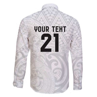 New Zealand Rangatira Custom Family Matching Long Sleeve Bodycon Dress and Hawaiian Shirt All White Niho Taniwha Maori Tribal LT9 - Polynesian Pride