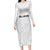 New Zealand Rangatira Custom Family Matching Long Sleeve Bodycon Dress and Hawaiian Shirt All White Niho Taniwha Maori Tribal