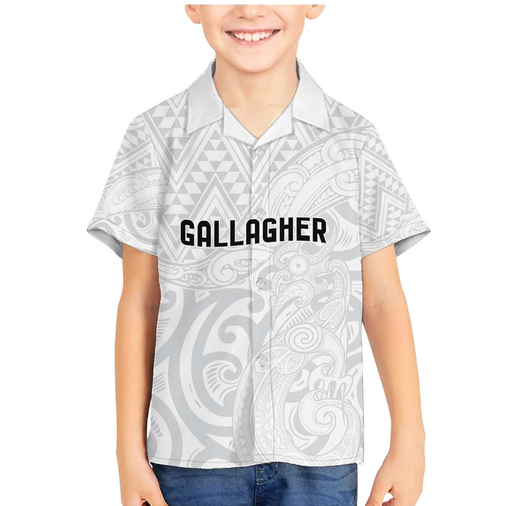 New Zealand Rangatira Custom Family Matching Mermaid Dress and Hawaiian Shirt All White Niho Taniwha Maori Tribal LT9 Son's Shirt White - Polynesian Pride