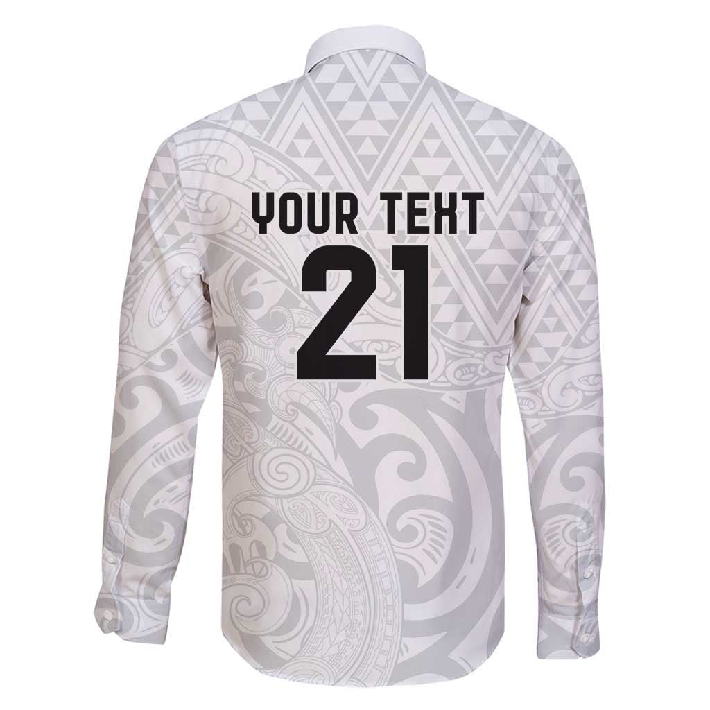 New Zealand Rangatira Custom Family Matching Off Shoulder Short Dress and Hawaiian Shirt All White Niho Taniwha Maori Tribal LT9 - Polynesian Pride