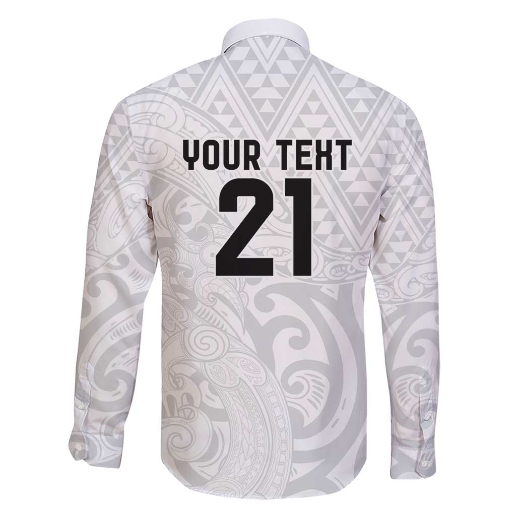 New Zealand Rangatira Custom Family Matching Short Sleeve Bodycon Dress and Hawaiian Shirt All White Niho Taniwha Maori Tribal LT9 - Polynesian Pride