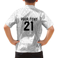 New Zealand Rangatira Custom Family Matching Summer Maxi Dress and Hawaiian Shirt All White Niho Taniwha Maori Tribal