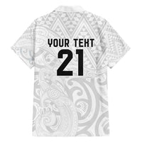New Zealand Rangatira Custom Hawaiian Shirt All White Niho Taniwha Maori Tribal