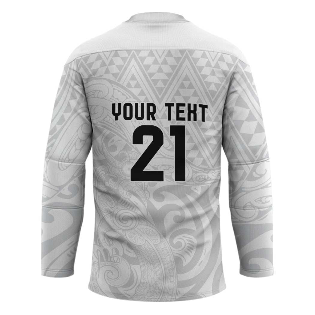New Zealand Rangatira Custom Hockey Jersey All White Niho Taniwha Maori Tribal - Polynesian Pride