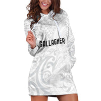 New Zealand Rangatira Custom Hoodie Dress All White Niho Taniwha Maori Tribal