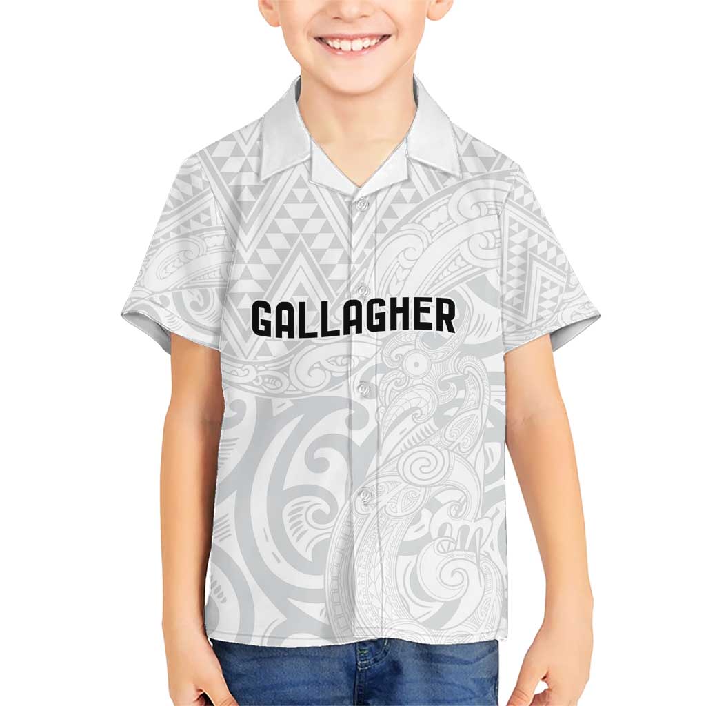 New Zealand Rangatira Custom Kid Hawaiian Shirt All White Niho Taniwha Maori Tribal LT9 Kid White - Polynesian Pride