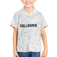 New Zealand Rangatira Custom Kid Hawaiian Shirt All White Niho Taniwha Maori Tribal LT9 Kid White - Polynesian Pride