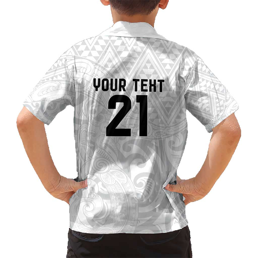 New Zealand Rangatira Custom Kid Hawaiian Shirt All White Niho Taniwha Maori Tribal LT9 - Polynesian Pride