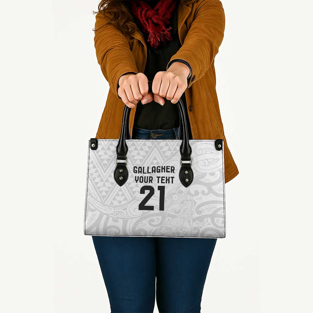 New Zealand Rangatira Custom Leather Bag All White Niho Taniwha Maori Tribal LT9 - Polynesian Pride