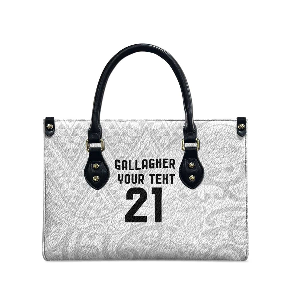 New Zealand Rangatira Custom Leather Bag All White Niho Taniwha Maori Tribal LT9 - Polynesian Pride