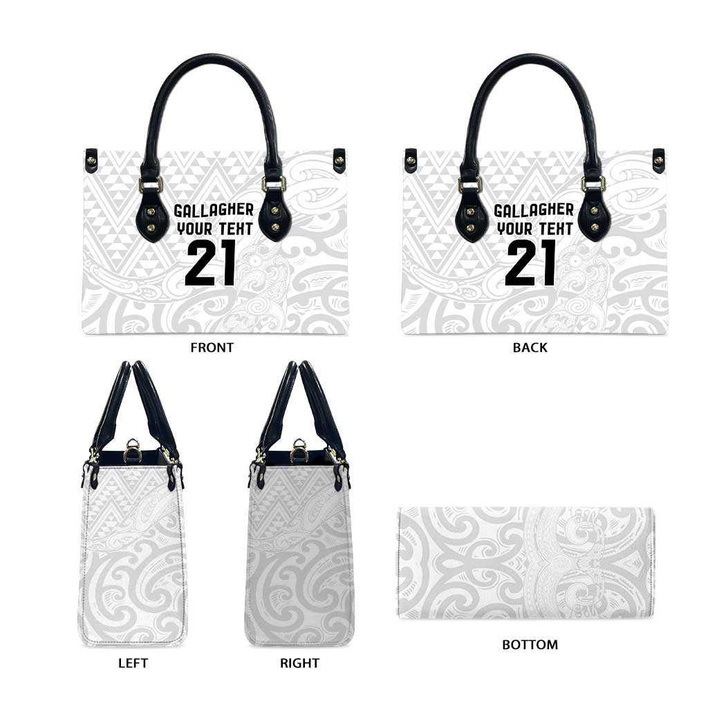 New Zealand Rangatira Custom Leather Bag All White Niho Taniwha Maori Tribal LT9 - Polynesian Pride